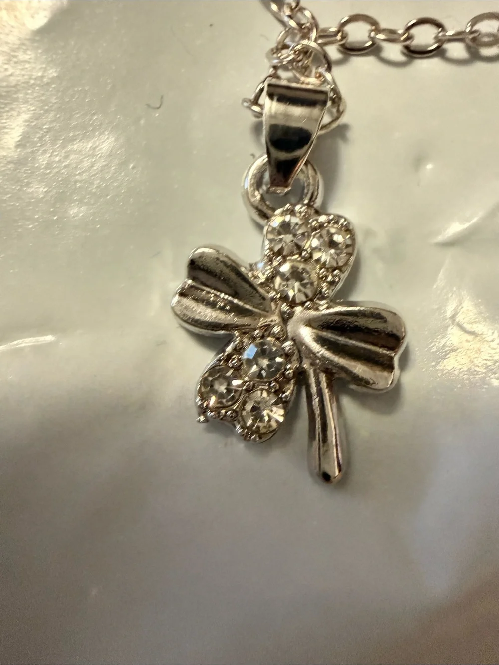Silver Four Leaf Clover Pendant Necklace - Women Jewelry